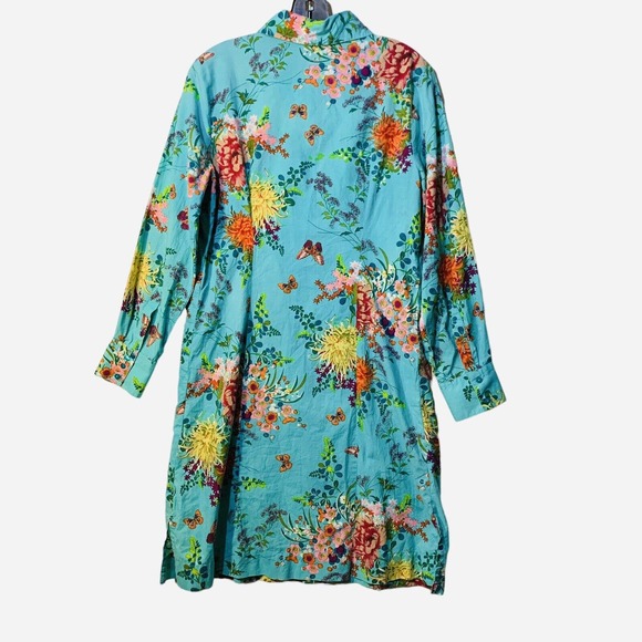 Soft Surroundings Cotton Butterfly Garden Art-to-Wear Long  Shirt Dress - Picture 2 of 10